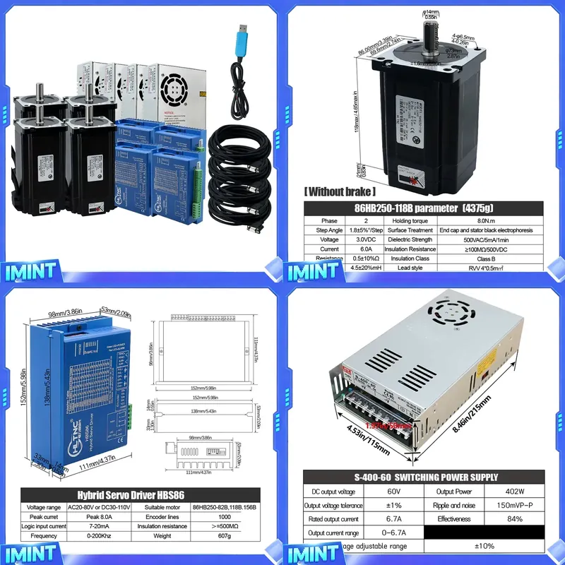 Hybrid Servo Driver Nema 34 8.5Nm - Kit de moteur pas à pas