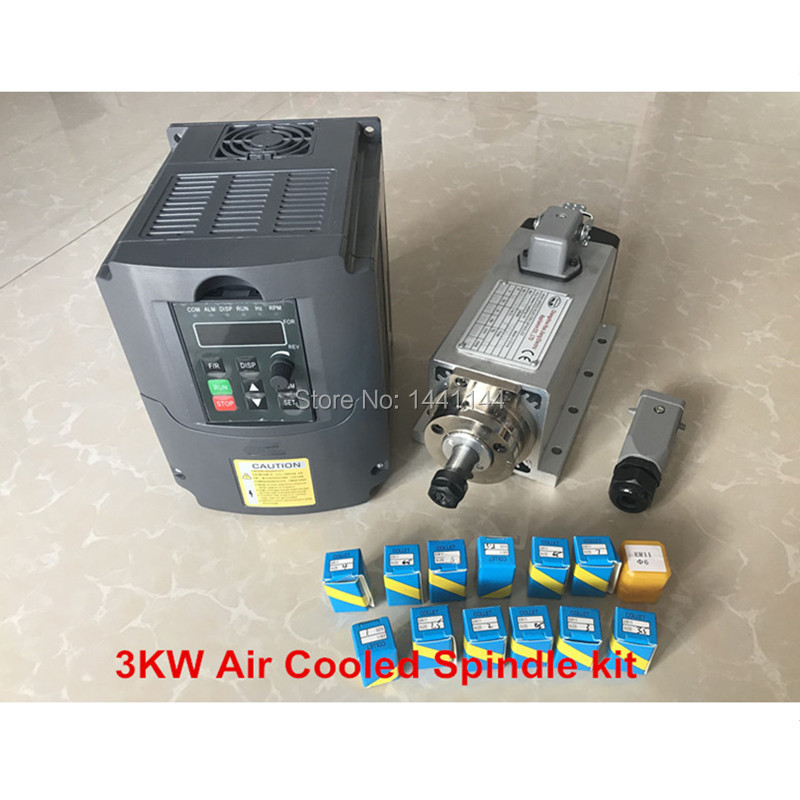 Er20 Collet Chuck Spindle Motor 220V - Broche refroidie à l'air, moteur 3kw