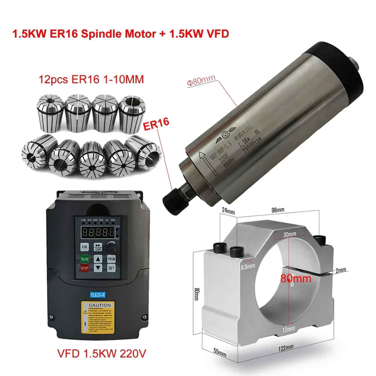 Kit moteur de broche CNC refro - Er20 Collet Chuck Spindle Motor 220V avis et prix