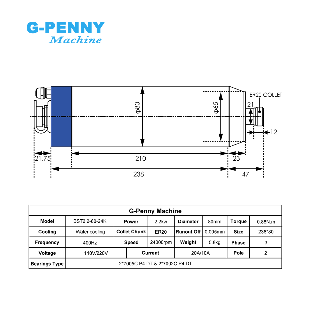 Moteur de broche CNC G-Penny 2 - 2.2Kw Water Cooled Spindle Kit Vfd avis et prix