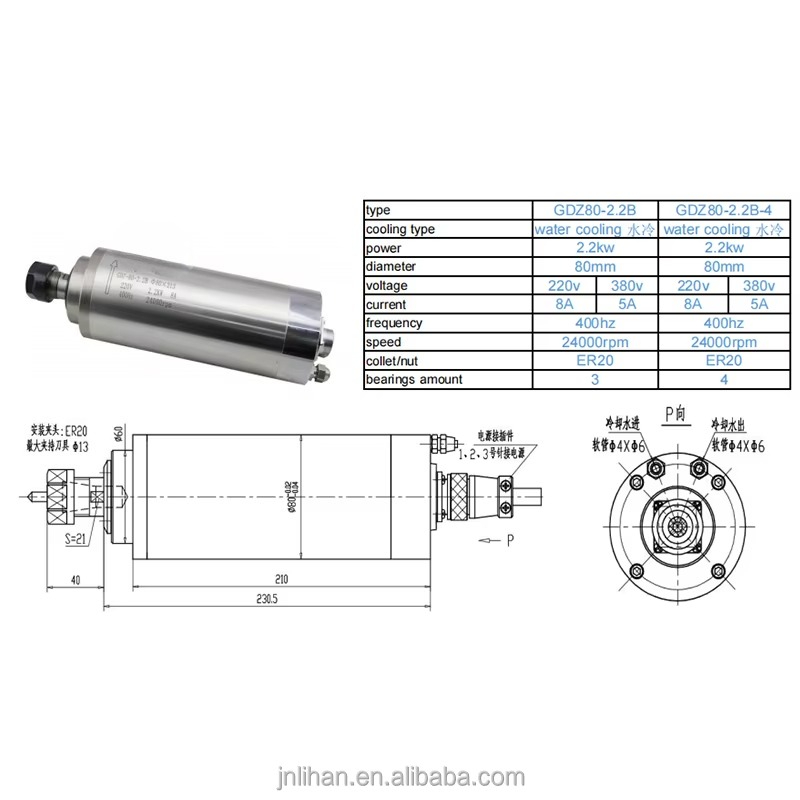 2.2KW 220V refroidi à l'eau Ma - 2.2Kw Water Cooled Spindle Kit Vfd avis et prix